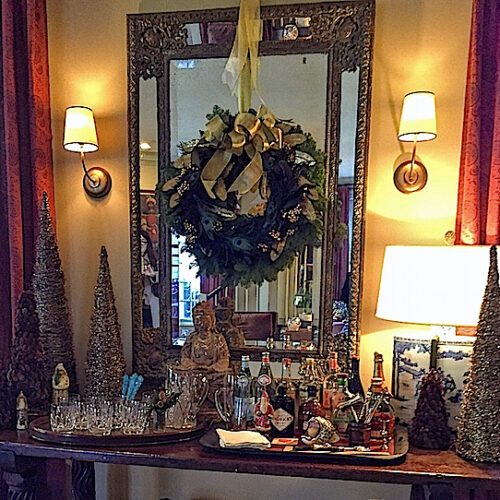 holiday bar at designer Lisa Hilderbrand's historic Connecticut home