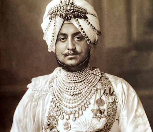 Maharaja Bhupinder Singh of Patiala in his pearl bib