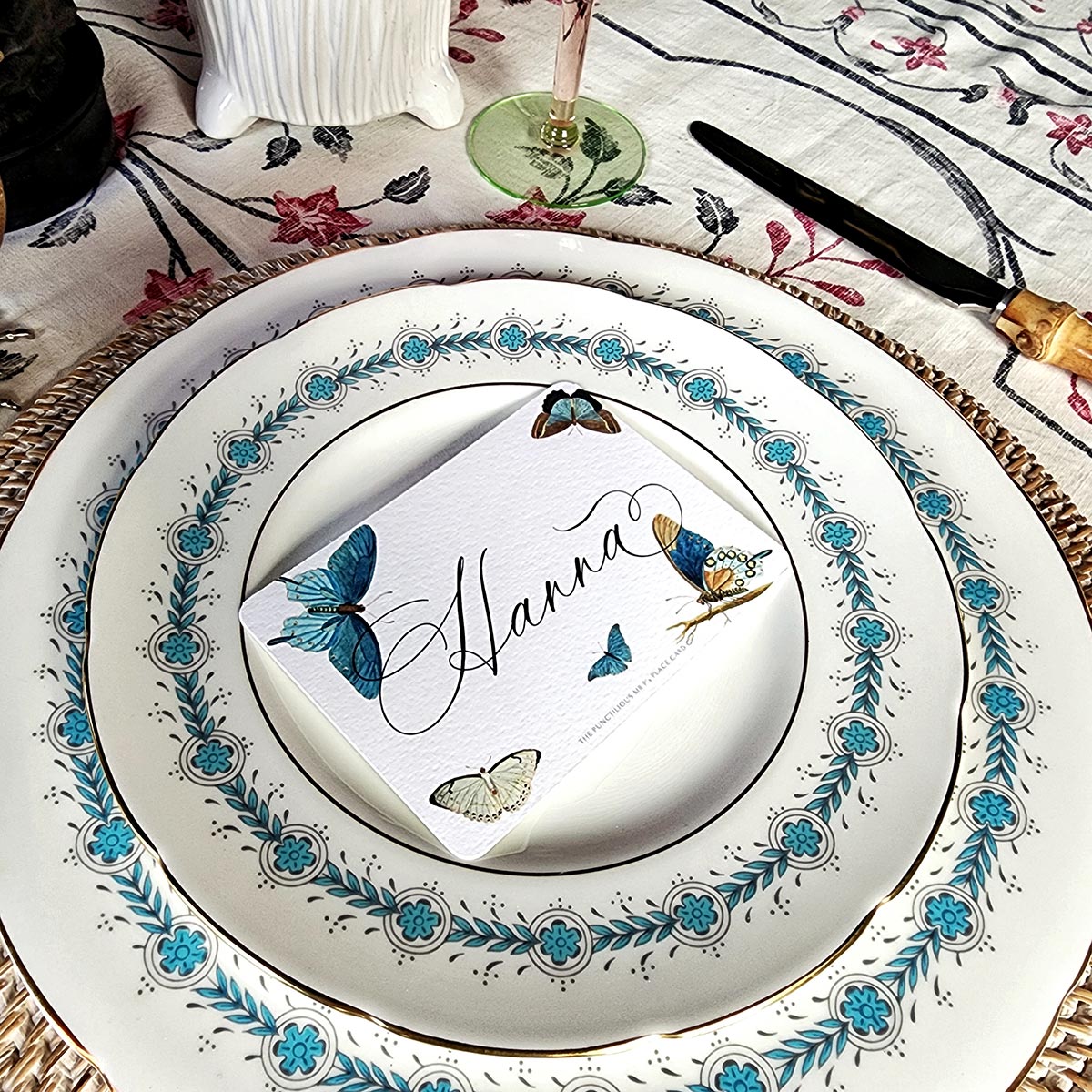 Blue Butterflies Laydown Event Size Place Card - Image 5