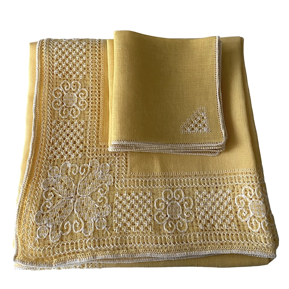 Vintage Italian Embroidered Table Linens Set
