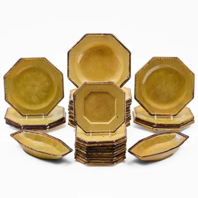 Charlotte Moss at Stair Galleries Beretta et Cie Vallauris Yellow Glazed Pottery Part Service