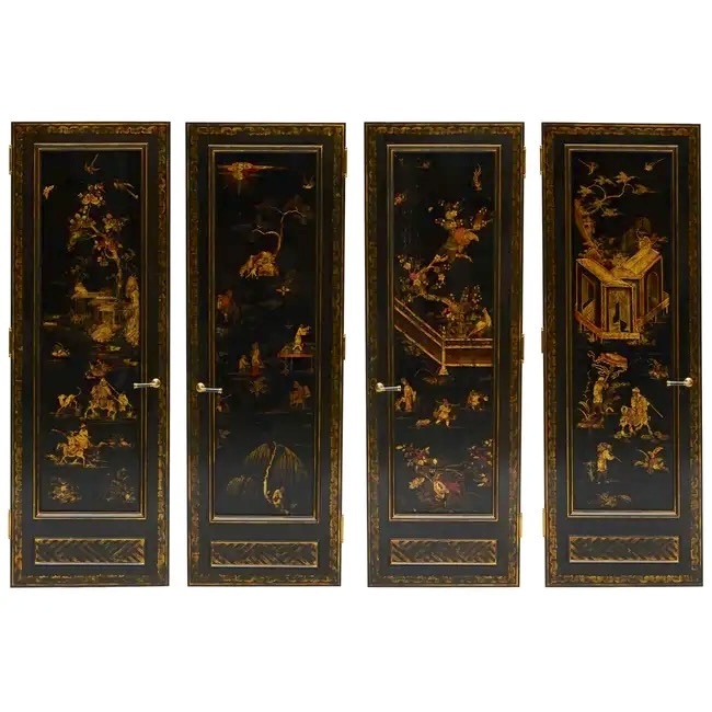 Charlotte Moss at Stair Galleries Chinese Black Lacquer and Parcel-Gilt Chinoiserie Doors via Quintessence