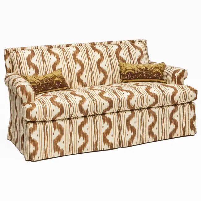 Charlotte Moss at Stair Ikat Cotton Upholstered Sofa with Two Lumbar Pillows