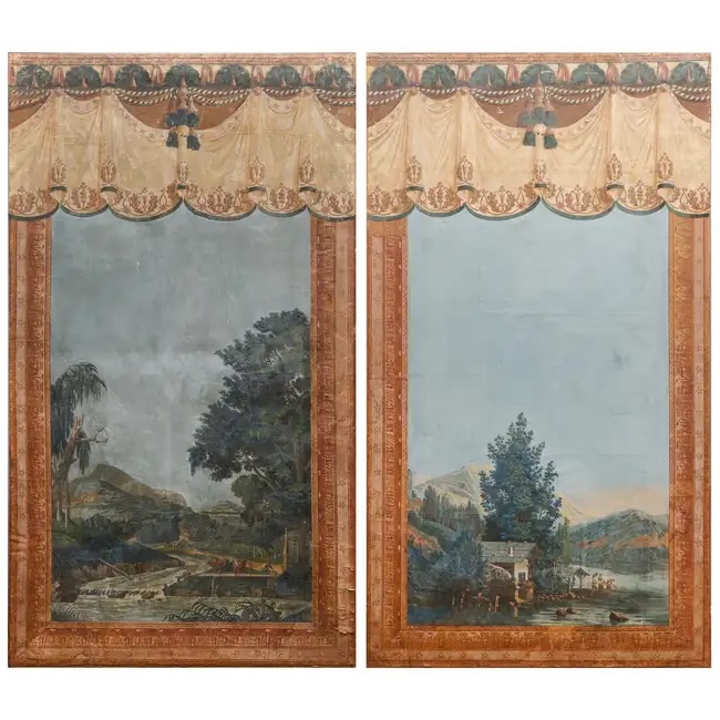 Charlott Moss at Stair Pair of Zuber Painted Wallpaper Panels via Quintessence