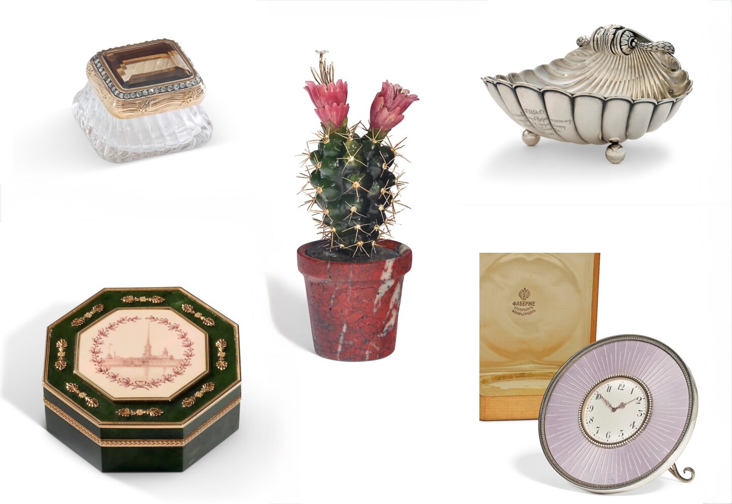 Fabergé objects in Stream Family collection at Christie's via Quintessence