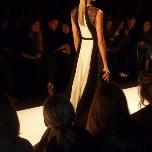 Back of J. Mendel silk chiffon gown