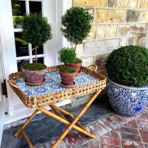 Oscar de la Renta tray stand at Weatherstone